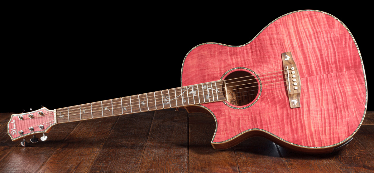 Lindo-Left-Handed-Dandelion-Pink-Electro-Acoustic-Guitar-Full