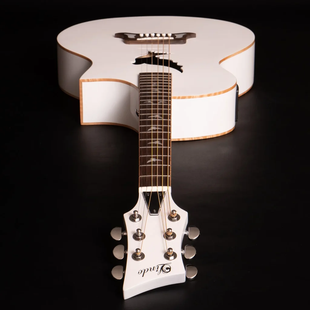 Lindo White Dove V3 Electro Acoustic Guitar Head Down Full